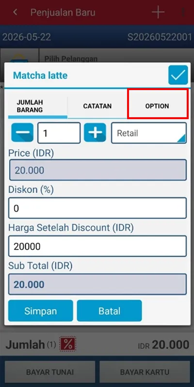 Edit opsi barang di iREAP POS Pro mobile