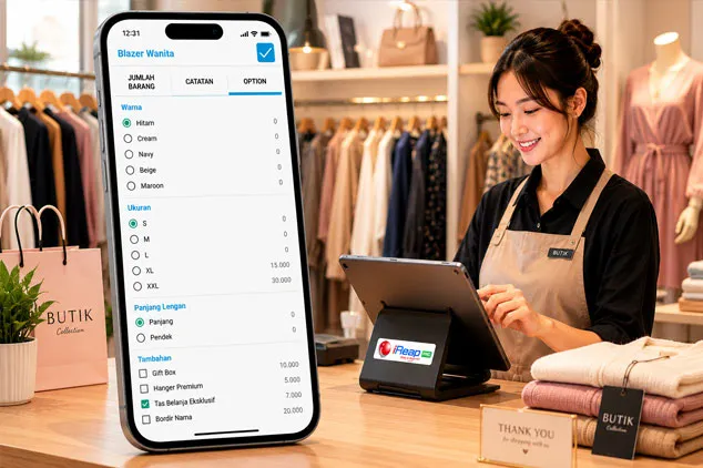 Aplikasi Kasir POS Fitur Opsi Barang (Modifier) untuk usaha butik