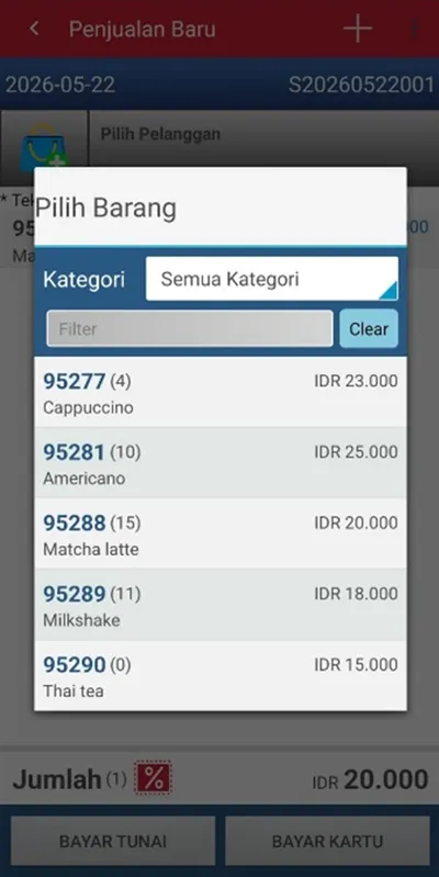 Pilih barang di iREAP POS Pro