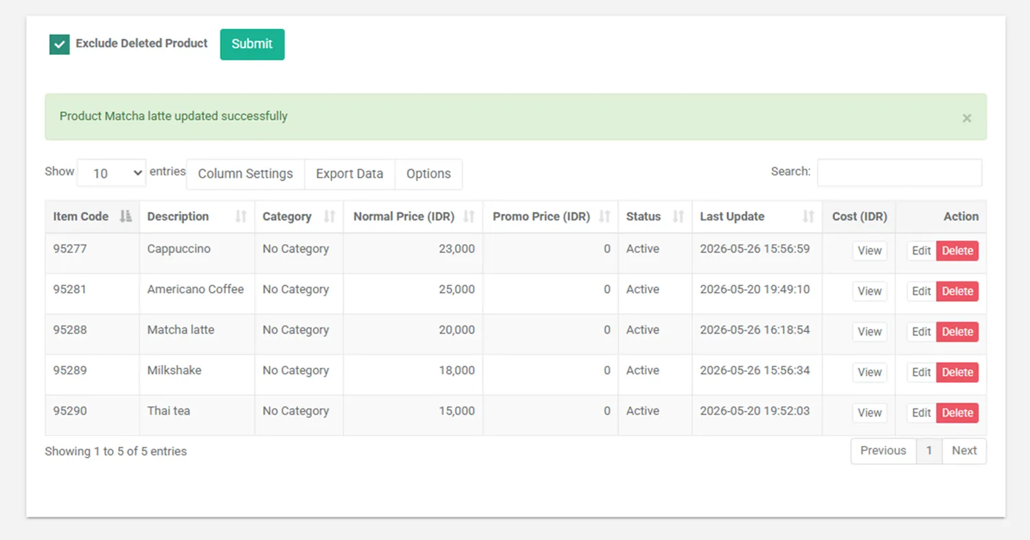 Successfully Update Product option iREAP POS Pro Web Admin Successfully Update Product option iREAP POS Pro Web Admin