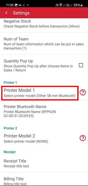Scroll down until you find the Printer Model menu, click on the menu