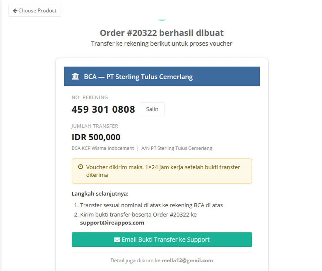 Membeli Voucher iREAP POS Pro - Informasi Pembayaran Membeli Voucher iREAP POS Pro - Informasi Pembayaran