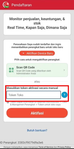 cara memasukan kode aktifasi toko untuk device baru pada aplikasi kasir iREAP POS Pro