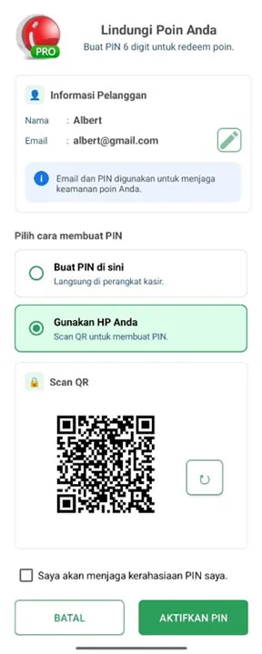 Mengatur pin poin verifikasi dengan qr code di aplikasi kasir android iREAP POS PRO