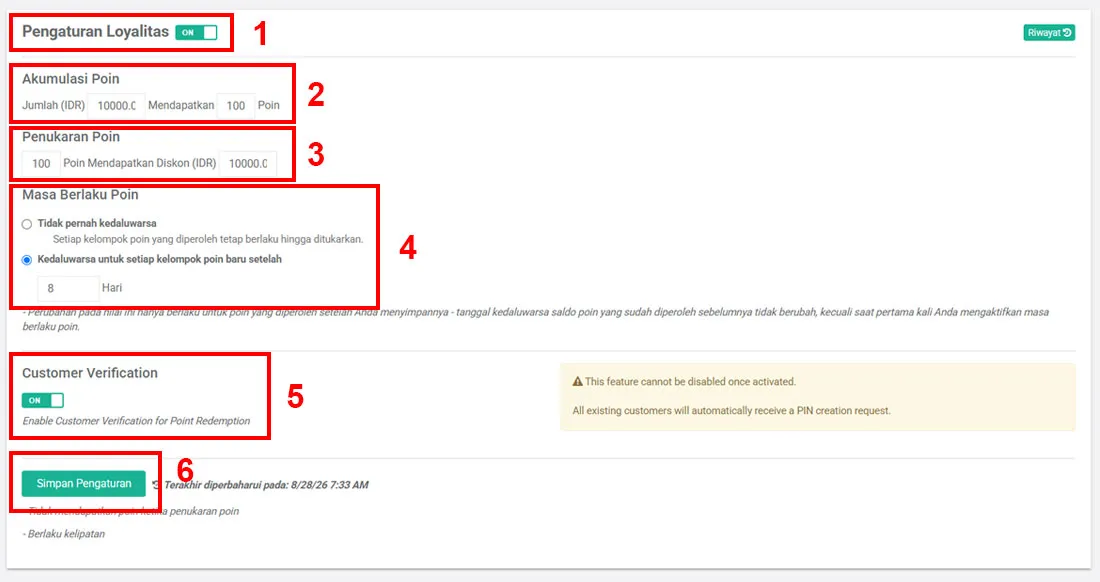 Pengaturan program loyalitas di aplikasi kasir iREAP POS PRO via web admin Pengaturan program loyalitas di aplikasi kasir iREAP POS PRO via web admin