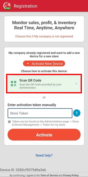 Select the Scan QR option in the iREAP POS Pro application