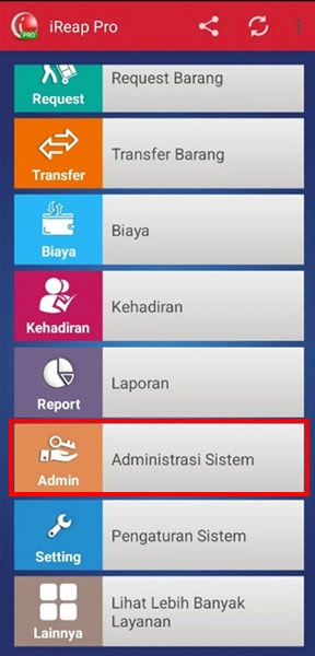 Menu administrasi iREAP POS Pro