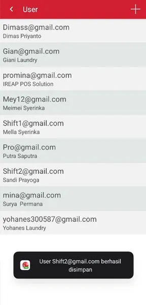 Berhasil menambahkan pengguna baru di iREAP PRO via mobile