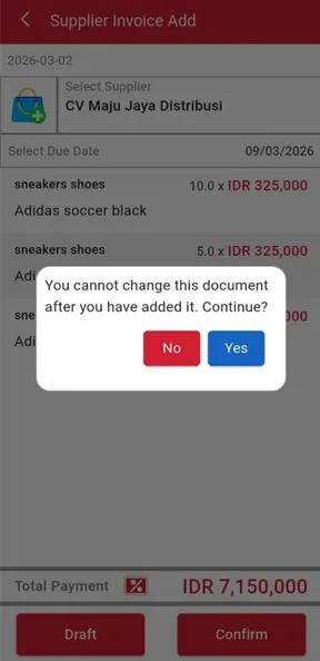 Confirmation process transaction iREAP Invoice