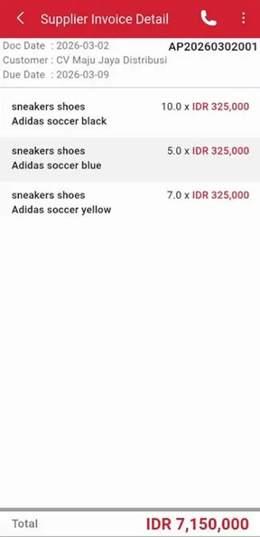 Detail invoice on iREAP Invoice