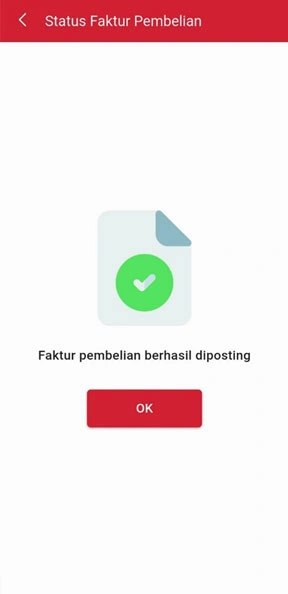 Faktur pembelian yang berhasil diposting di iREAP Invoice