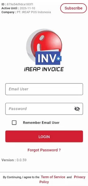 login iReap Invoice