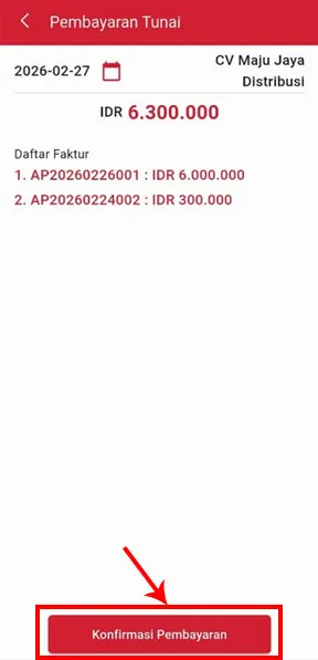 Konfirmasi pembayaran di iREAP Invoice
