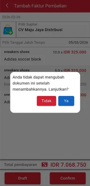 Konfirmasi proses transaksi di iREAP Invoice