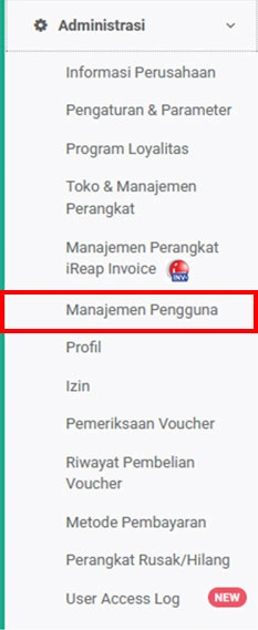 Menu Manajemen Pengguna di iREAP POS Pro