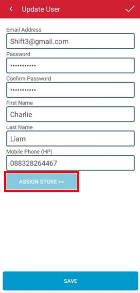 New user detail iREAP POS Pro mobile