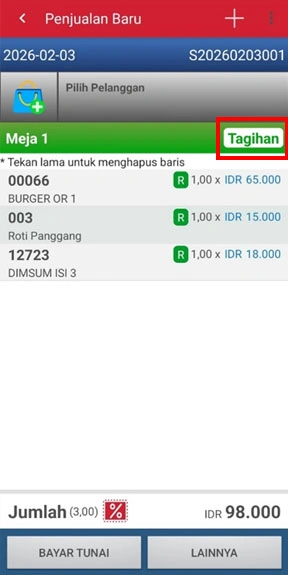 Memastikan kembali item pesanan