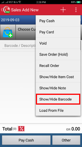 Barcode Scanner Menu to Sales Transaction in mobile cashier iREAP POS