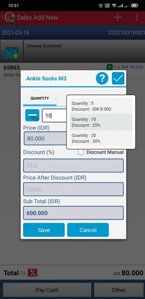 Check Minimum Discount Quantity in Sales Transaction Mobile Cashier iREAP POS PRO