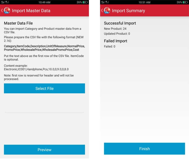 import master data from csv file not found