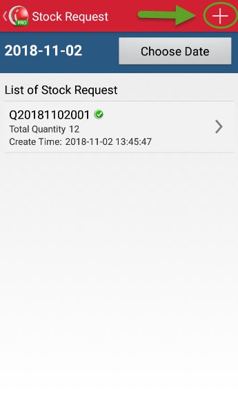 Make Stock Request Transaction step 3 - Tab Add Stock Request Button