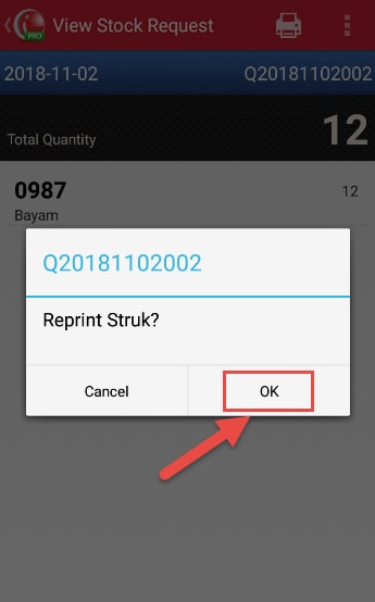 Print Struk Stock Request