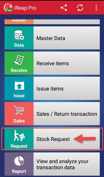 Make Stock Request Transaction step 2 - Go to Stock Request Module