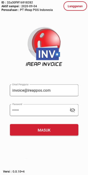 Masuk iReap Invoice