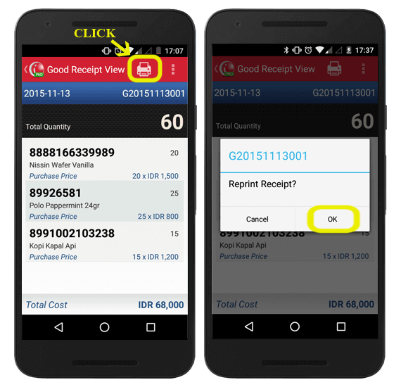 iREAP POS Pro - Print Goods Receipt