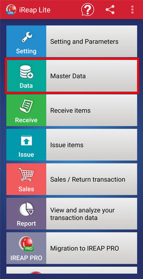 Master Data menu mobile cashier apps iREAP POS LITE