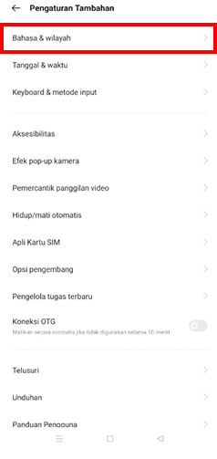 Click Menu Bahasa dan wilayah to change language on Mobile Cashier iREAP POS