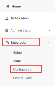 Menu untuk men-setting account Setup – Zahir – Configuration