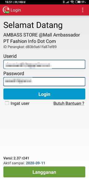 Login dengan cara memasukkan Username dan Password yang sudah didaftarkan sebelumnya