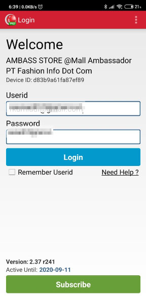 Login by entering the Username and Password that have been previously registered