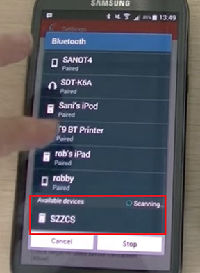 Pairing aplikasi iReap POS dengan printer BellaV SZZCS melalui bluetooth
