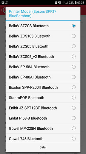 Select printer model BellaV SZZCS Bluetooth