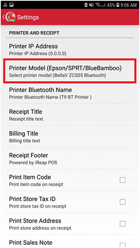 Scroll down until you find the Printer Model menu, click on the menu