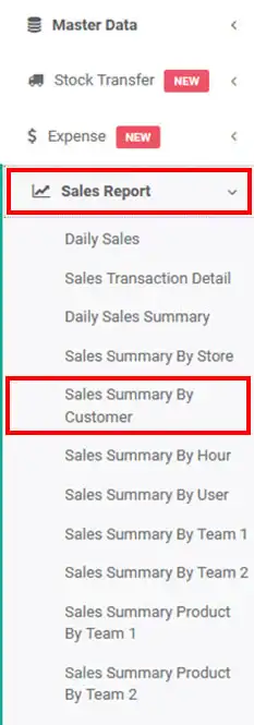 Daily Sales Summary by customer Report on mobile cashier android iREAP POS PRO Web Admin