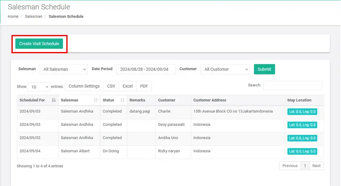 Buat jadwal visit kunjungan salesman di iREAP Pro via web admin