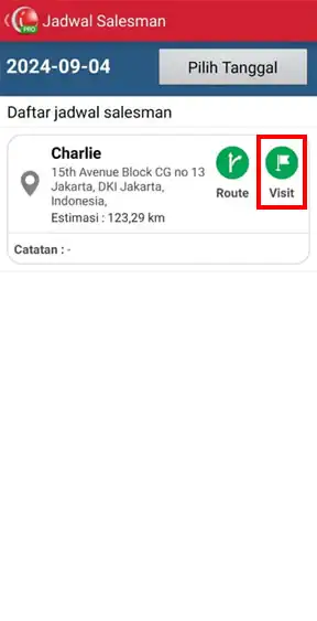Daftar jadwal kunjungan salesman di iREAP Pro