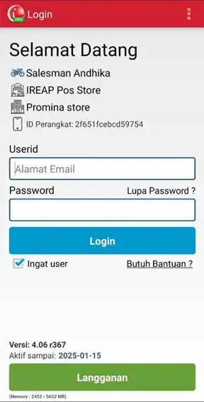 Login Salesman di iREAP Pro