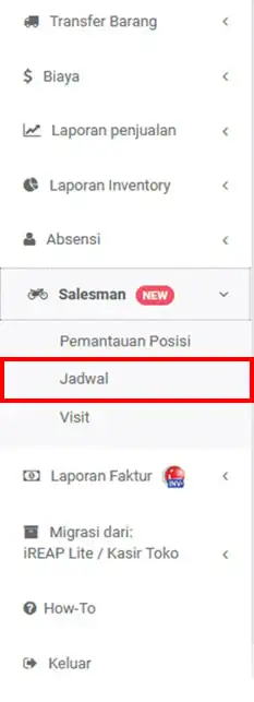 Menu Jadwal Salesman di iREAP POS PRO