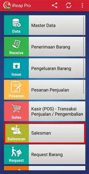 Menu salesman di iREAP Pro