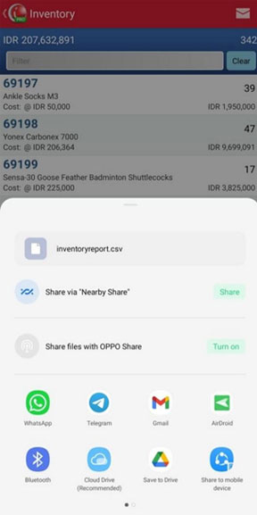 share inventory report to social media Mobile Cashier iREAP POS PRO