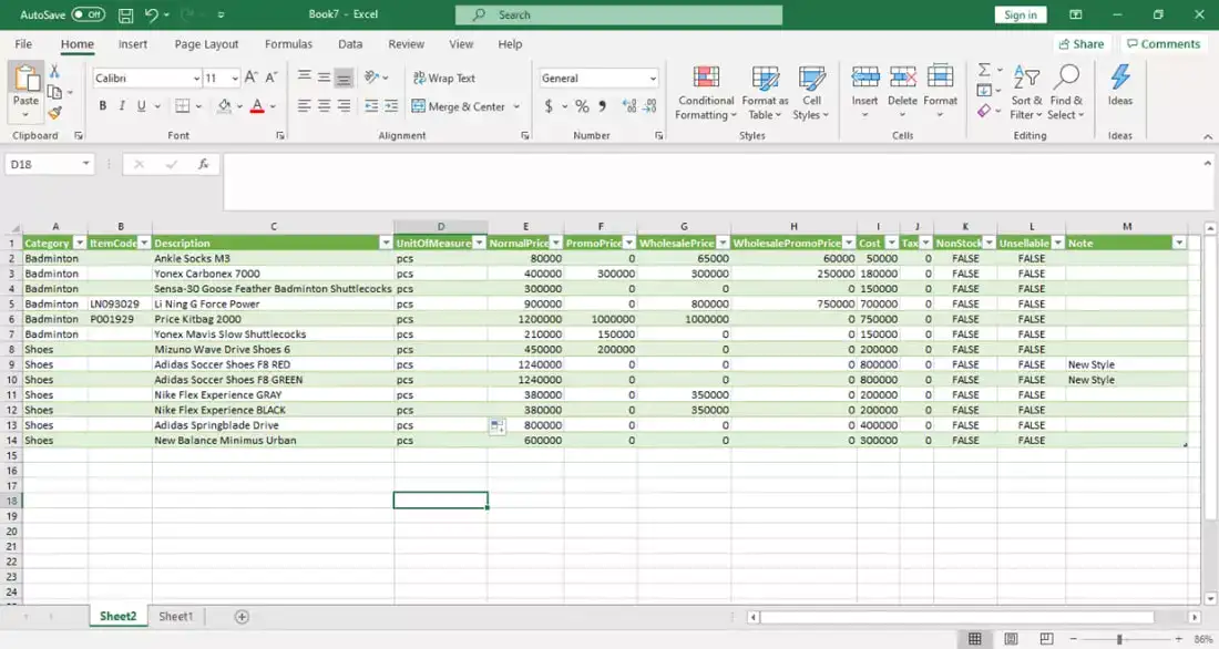 Simpan Excel - Pembuatan data barang dari excel untuk aplikasi kasir iREAP POS