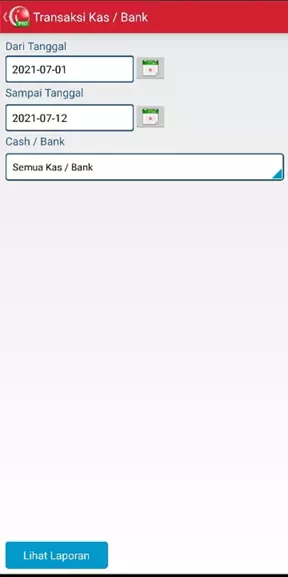 Tanggal transaksi cash bank di aplikasi kasir pos iREAP PRO via mobile