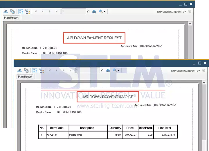 SAP Business One Tips - Using One Crystal Report Layout for A/R DP Request And A/R DP Invoice