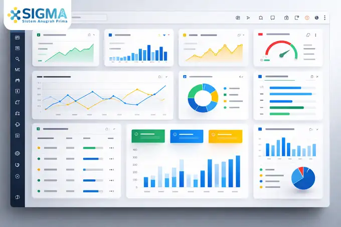 Tampilan Cockpit SAP B1 dengan widget KPI keuangan dan operasional untuk monitoring bisnis