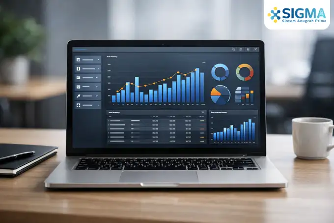Dashboard modul SAP Business One untuk pemantauan data keuangan dan penjualan real-time bagi manajemen perusahaan