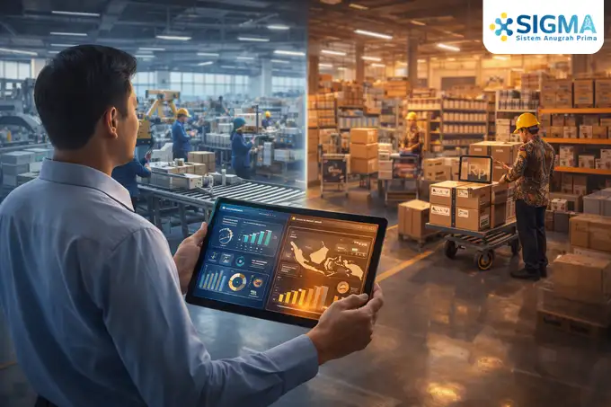 Tampilan dashboard SAP Business One HANA yang menunjukkan analitik real-time untuk manajemen bisnis